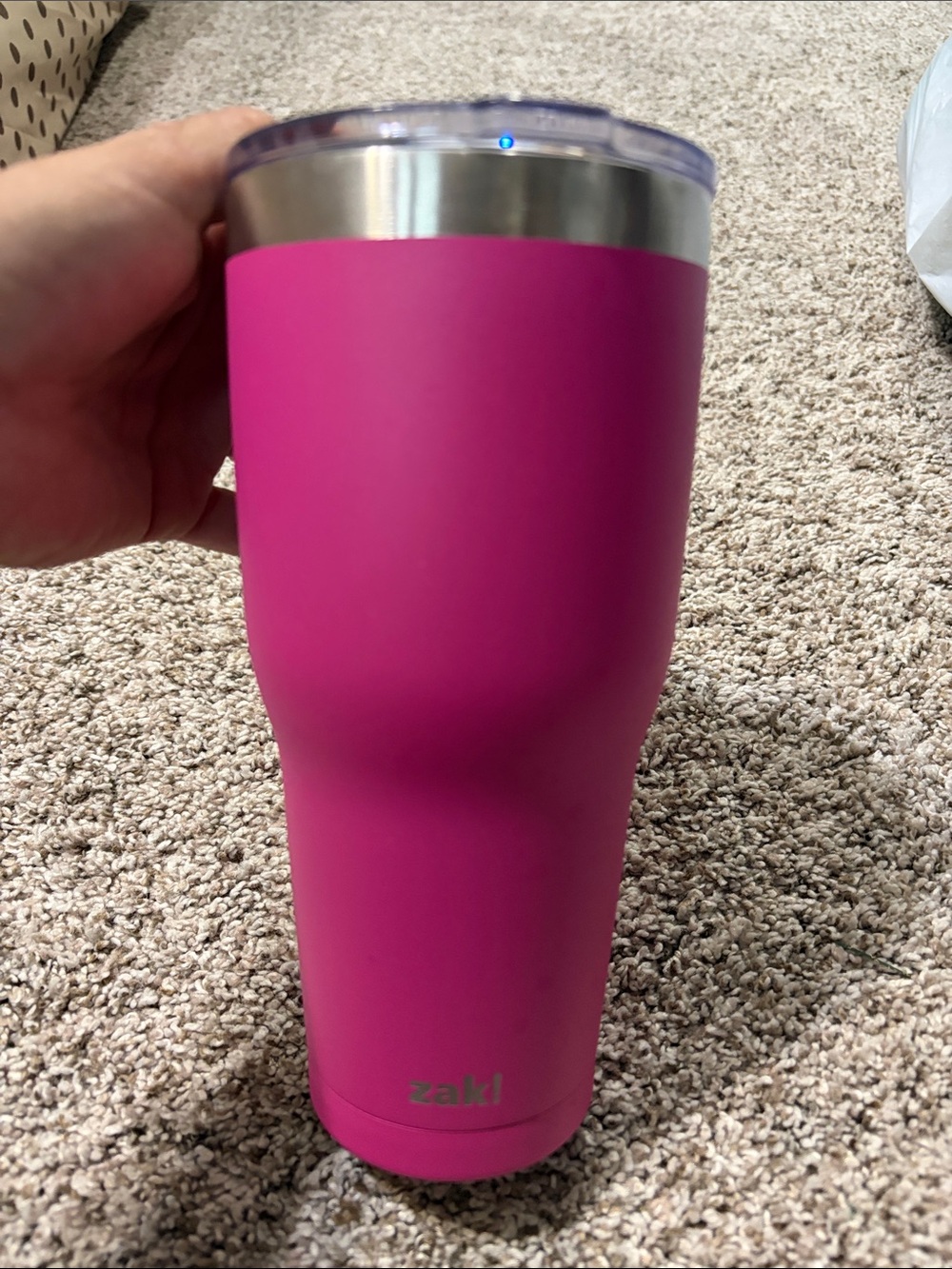 Zak! Magenta Insulated Travel Tumbler with Clear Lid